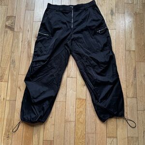 Zara Black Women's Cargo Jogger Pants with Zip Details